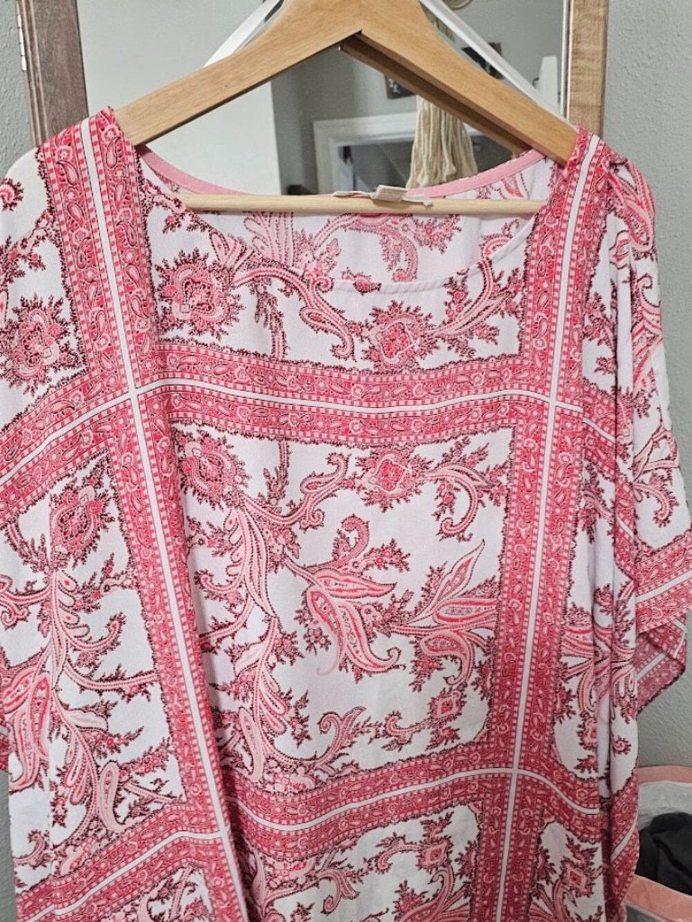 MICHAEL Michael Kors Paisley Tunic Blouse Women's 2X Pink Coral Plus Size